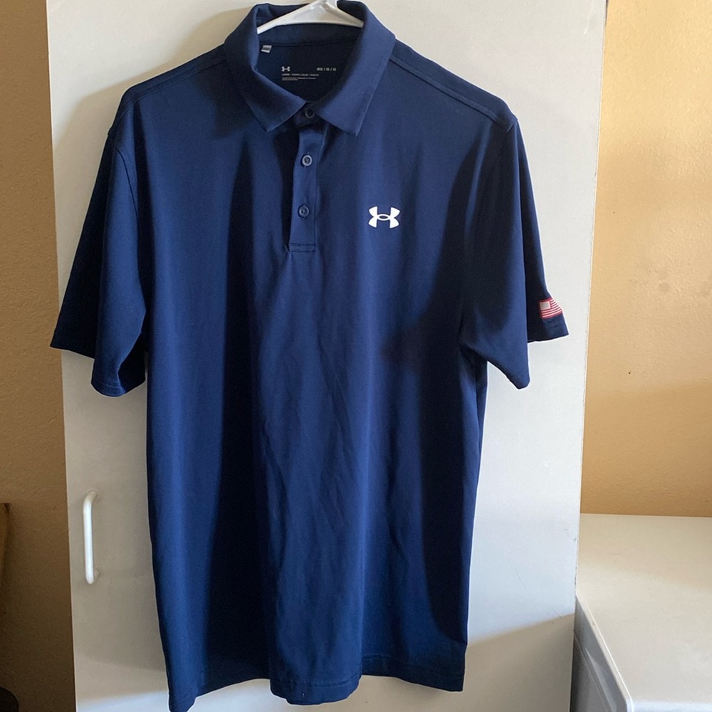 Navy blue under armor collared shirt